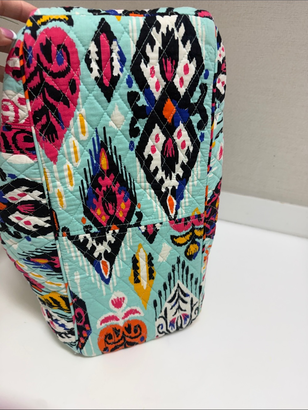 Vera Bradley Pueblo Vera Quilted Turquoise Patterned Tote Bag - Picture 7 of 11